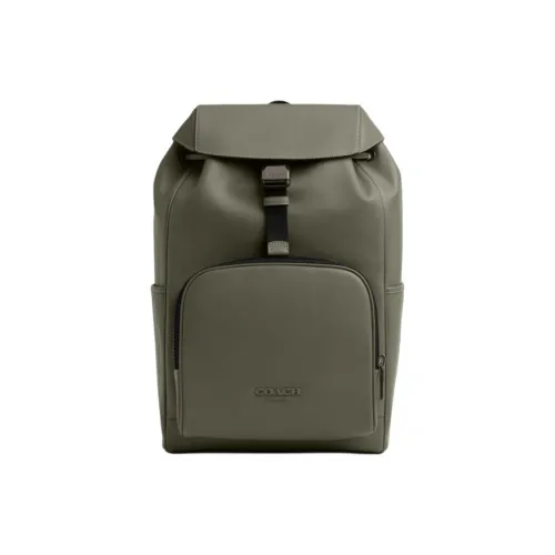 COACH Smooth Calf Leather Backpack Medium Size Men's Army Green