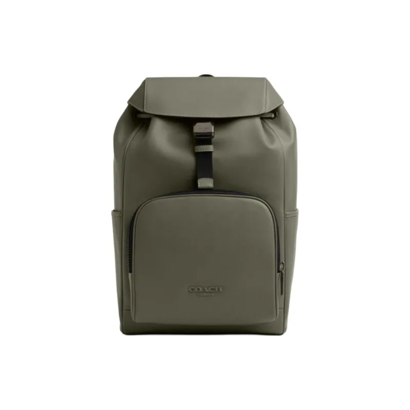 COACH Smooth Calf Leather Backpack Medium Size Men's Army Green-0