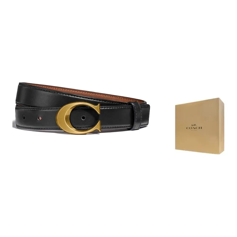 COACH Leather Leather Belts Women's Black Width  2.5cm-6