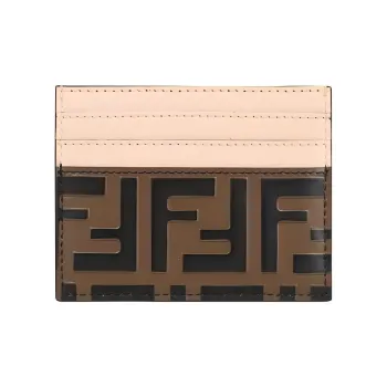 FENDI Cow Leather Card Holder Card Holder Women's Brown