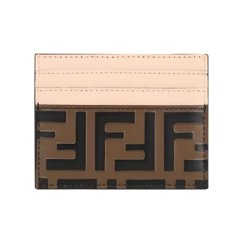 FENDI Cow Leather Card Holder Card Holder Women's Brown