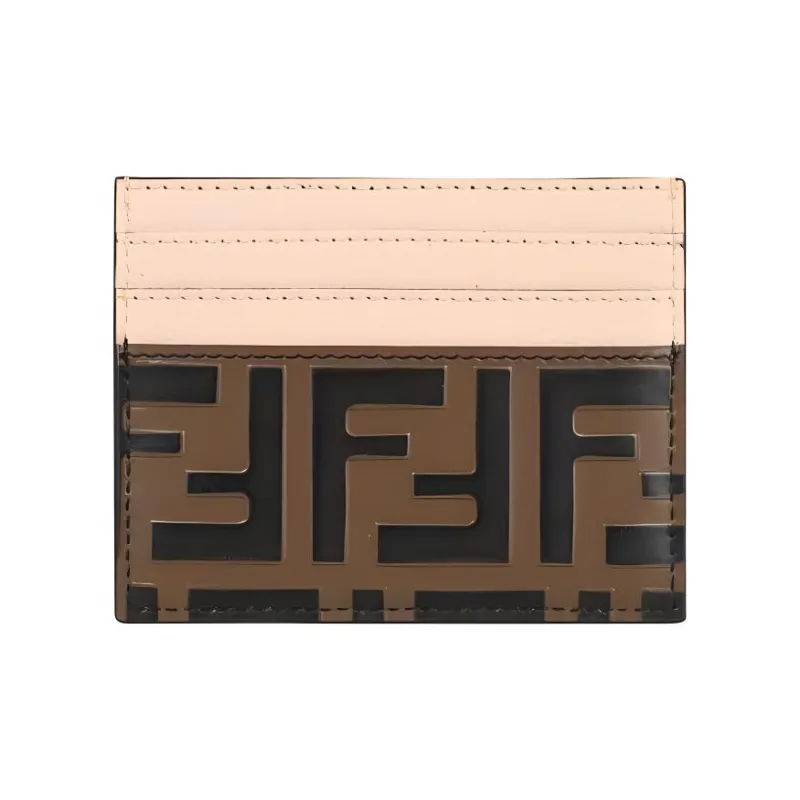 FENDI Cow Leather Card Holder Card Holder Women's Brown-0
