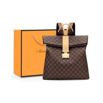 MashaLanti PVC And Synthetic Leather Backpack Women's Dark Brown & Apricot