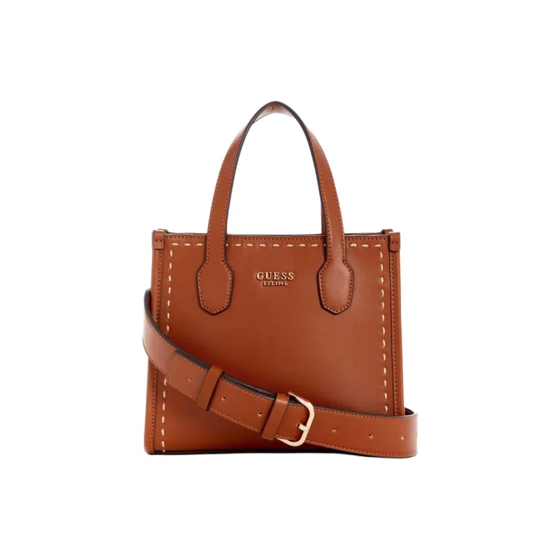 GUESS Faux Leather Shoulder Bag Crossbody Bag Handbag Mini Women's Brown-0