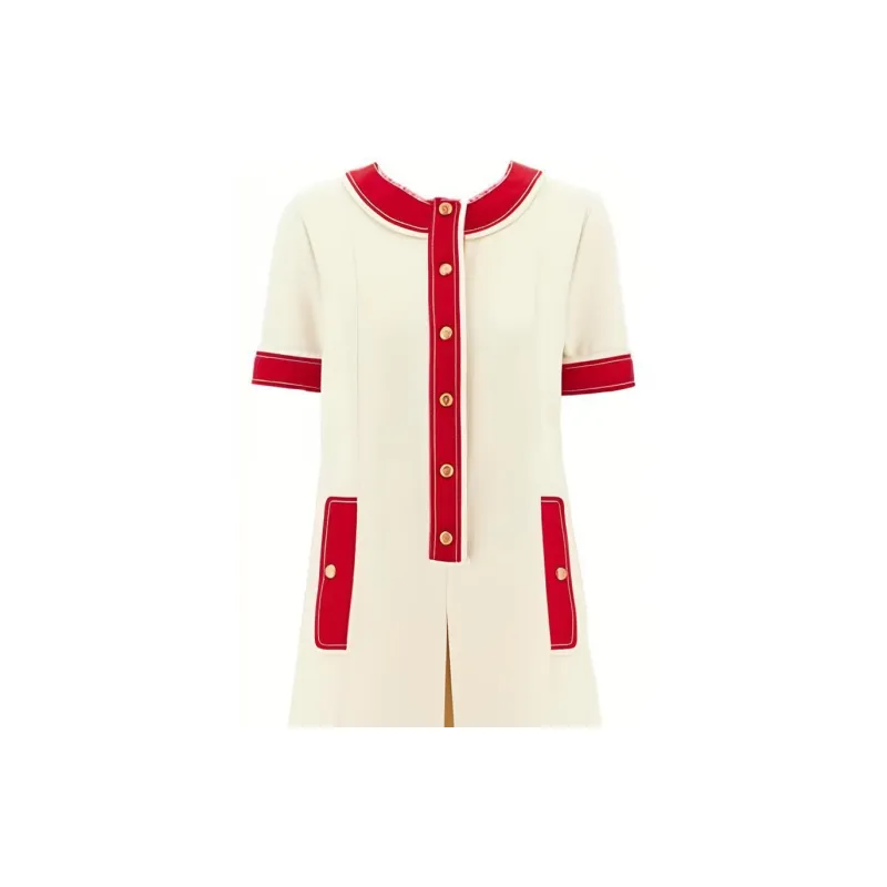 GUCCI SS23 Short Sleeved Dress Women's White-1