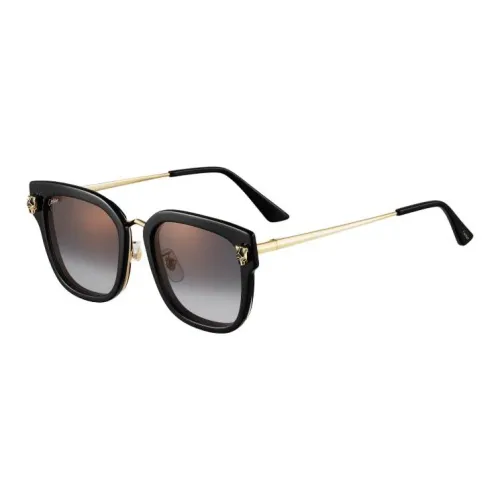 CARTIER Acetate Metal Gold Plated Square Sunglasses Unisex Black