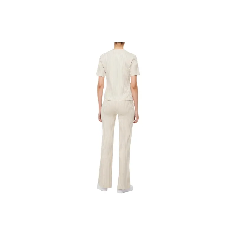 CALVIN KLEIN Drop Shoulder Sleeve T Shirt Women's Oat Milk-3