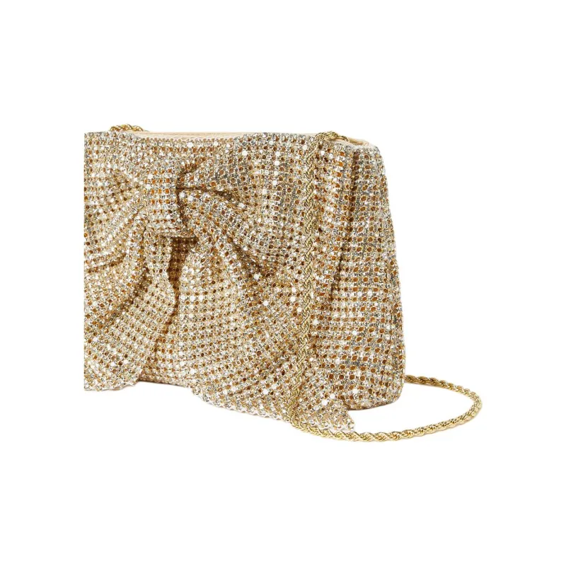 Loeffler Randall Cotton One Shoulder Crossbody Clutches Women's Gold-3