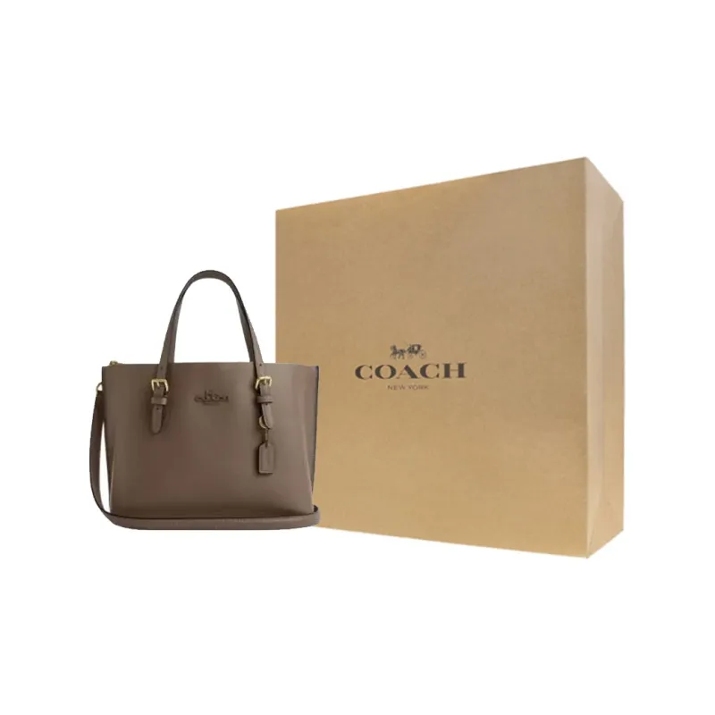 COACH Mollie Split Cow Leather Tote Bag, Shopping Bag, Shoulder Bag, Crossbody Bag, Handbag Medium Size Women's Brown-3