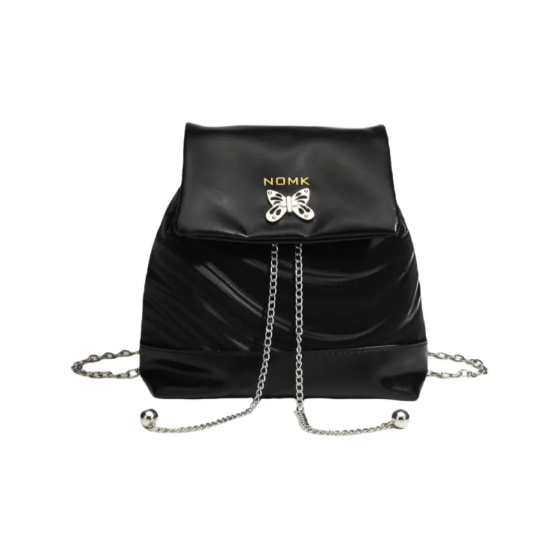 NOMK PU Backpack Small Size Women's Black/Silver-3