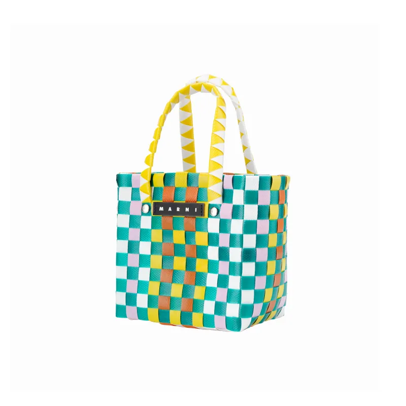 MARNI Polypropylene With Cow Leather One Shoulder Handbag Extra Mini Kids' Green & White & Yellow & Pink-2