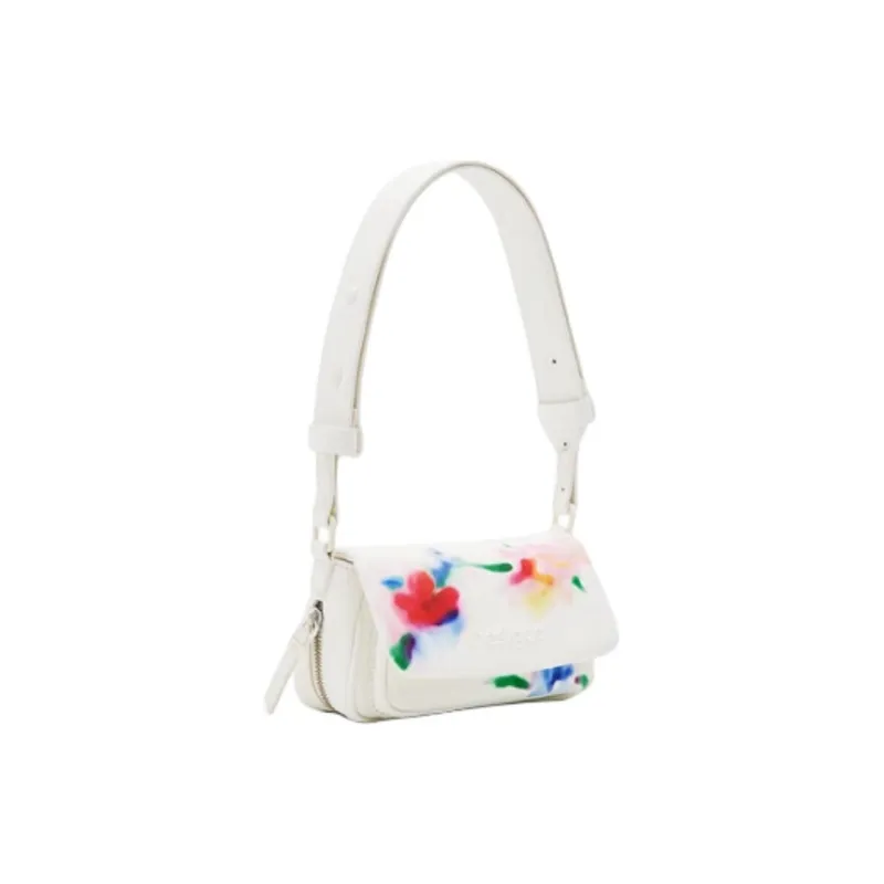Desigual PU Shoulder Bag, Crossbody Bag, Handbag Trumpets Women's White Print-1