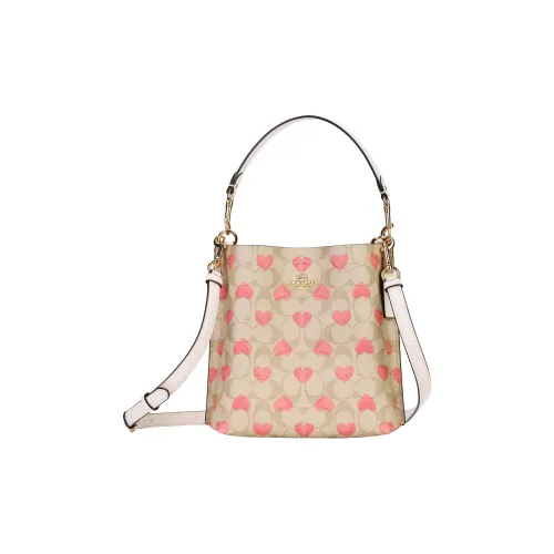 COACH Mollie PVC With Skin Bucket Bags Shoulder Bag Crossbody Bag Handbag Medium Size Women's Khaki