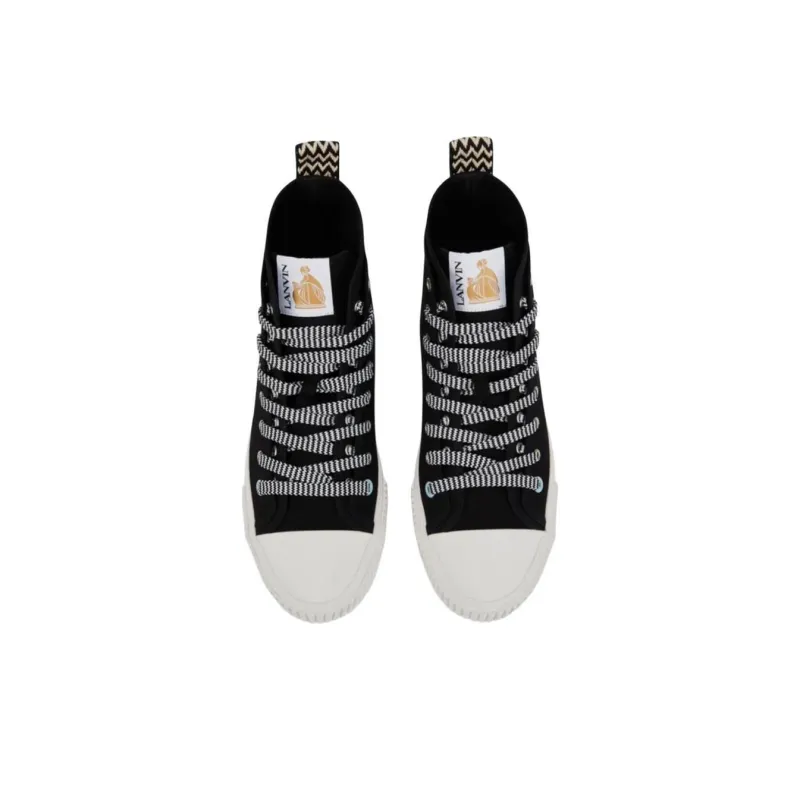 Lanvin High Top Canvas Shoes Men's Black-3