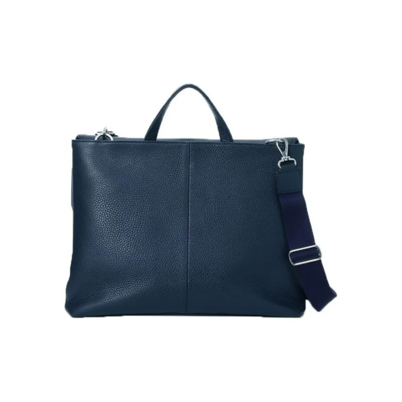 SAMSONITE Cow Leather Briefcases Handbags Unisex Marine Blue-4