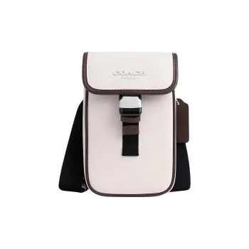 COACH Smooth Calf Leather Cell Phone Pouch Shoulder Bag Crossbody Bag Men's Chalk