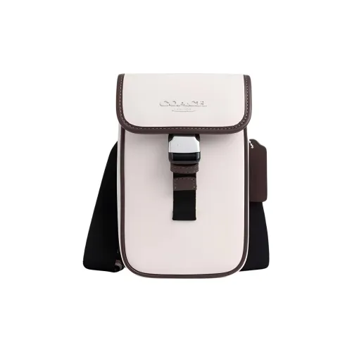 COACH Smooth Calf Leather Cell Phone Pouch Shoulder Bag Crossbody Bag Men's Chalk