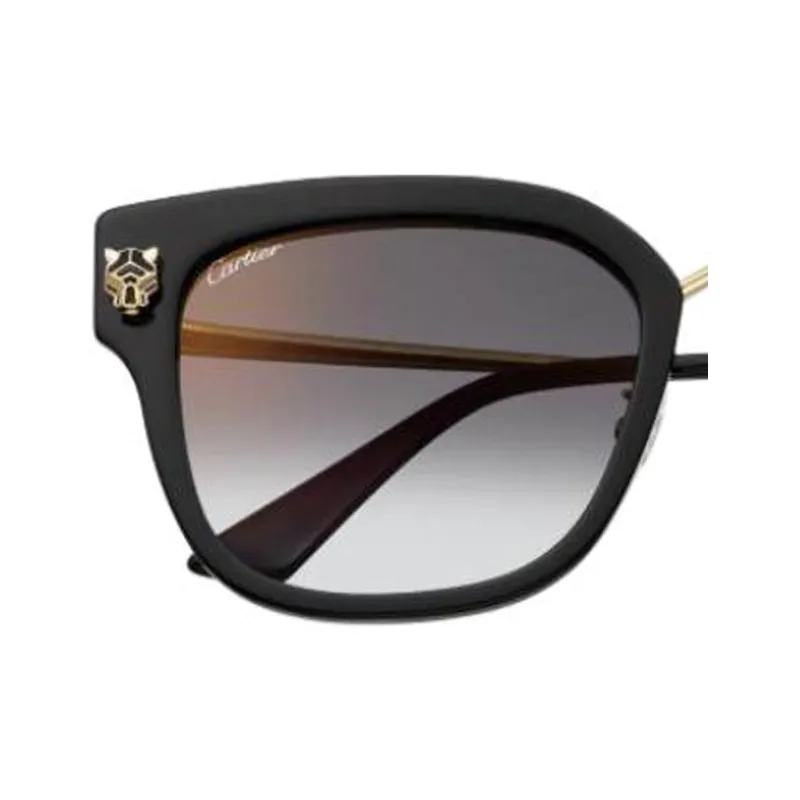 CARTIER Acetate Metal Gold Plated Square Sunglasses Unisex Black-2