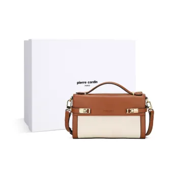 PIERRE CARDIN Cow Leather One Shoulder Handbag Women's Coffee Brown