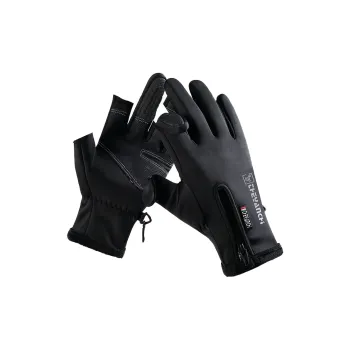 AAJF Polar Fleece Silicone Conductive Leather Water Repellent Fabric Knit Gloves Unisex