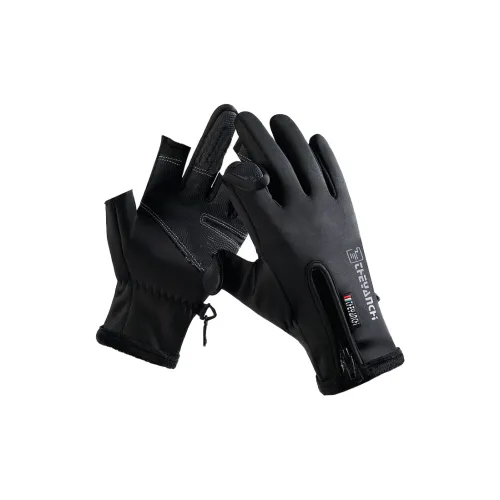 AAJF Polar Fleece Silicone Conductive Leather Water-Repellent Fabric Knit Gloves Unisex