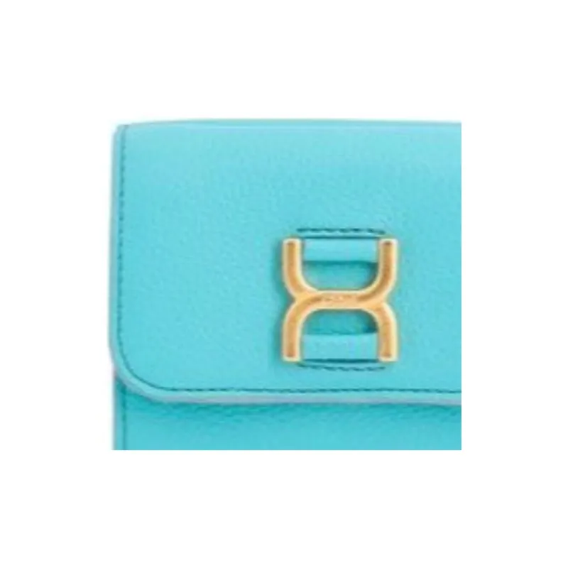 Chloe Marcie Grained Calfskin Wallet Small Size Women's Blue-3