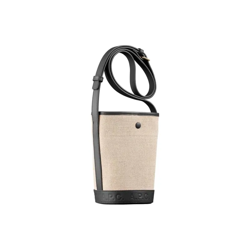 A.P.C Linen Bucket Bags Crossbody Bag, Shoulder Bag Mini Women's Beige & Black-1