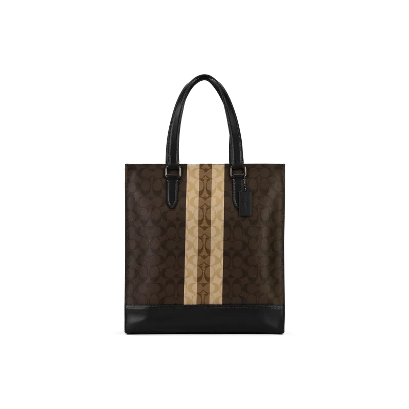 COACH Artificial Leather Tote Bag, Shopping Bag, Crossbody Bag, Handbag Men's Brown Monogram-1