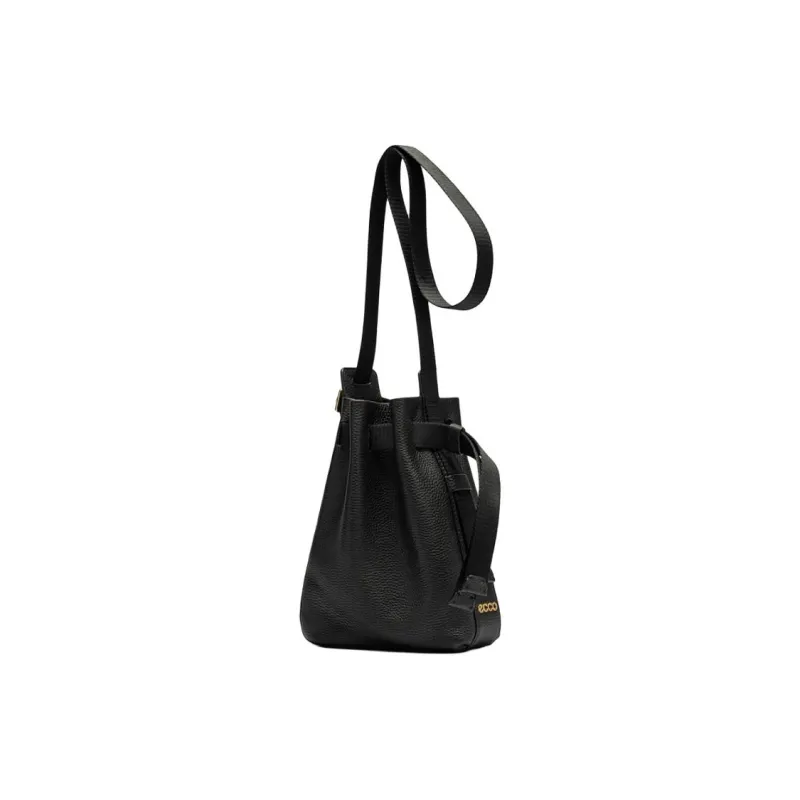 Ecco Cow Leather Bucket Bags Crossbody Bag Shoulder Bag Small Size Women's Black-1