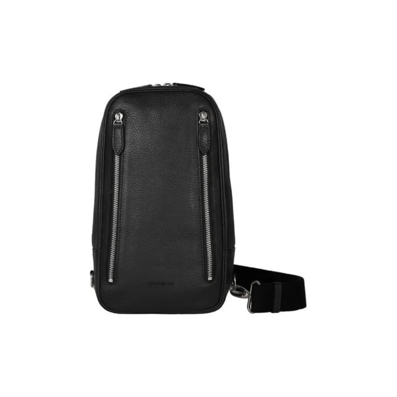 SAMSONITE Cow Leather Sling Bags Crossbody Bags Unisex Black-1