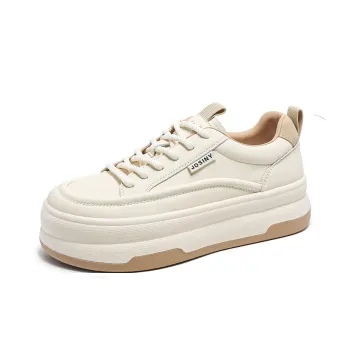 JOSINY Casual Minimalist Style Versatile Milk White Campus White Sneakers Trendy Skateboard Shoes Women's White Apricot