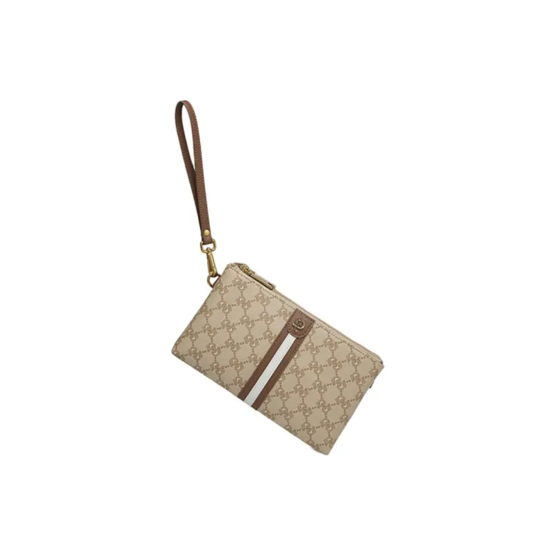 PIERRE CARDIN PVC One Shoulder Clutch Trumpets Women's Khaki-2