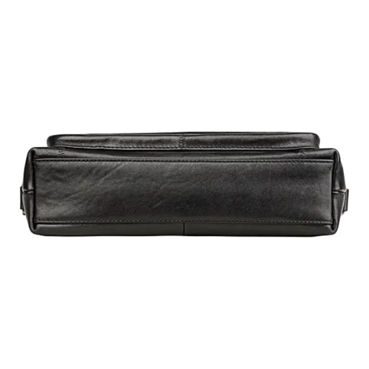 Jeep Top Grain Cow Leather Crossbody Bag Shoulder Bag Large Size Men's Black-3