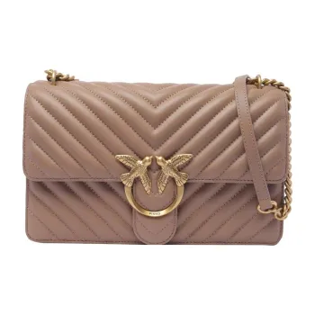 PINKO LOVE Series Sheepskin Shoulder Bag, Crossbody Bag Women's Gingerbread