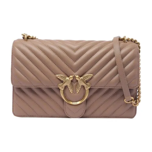 PINKO LOVE Series Sheepskin Shoulder Bag, Crossbody Bag Women's Gingerbread