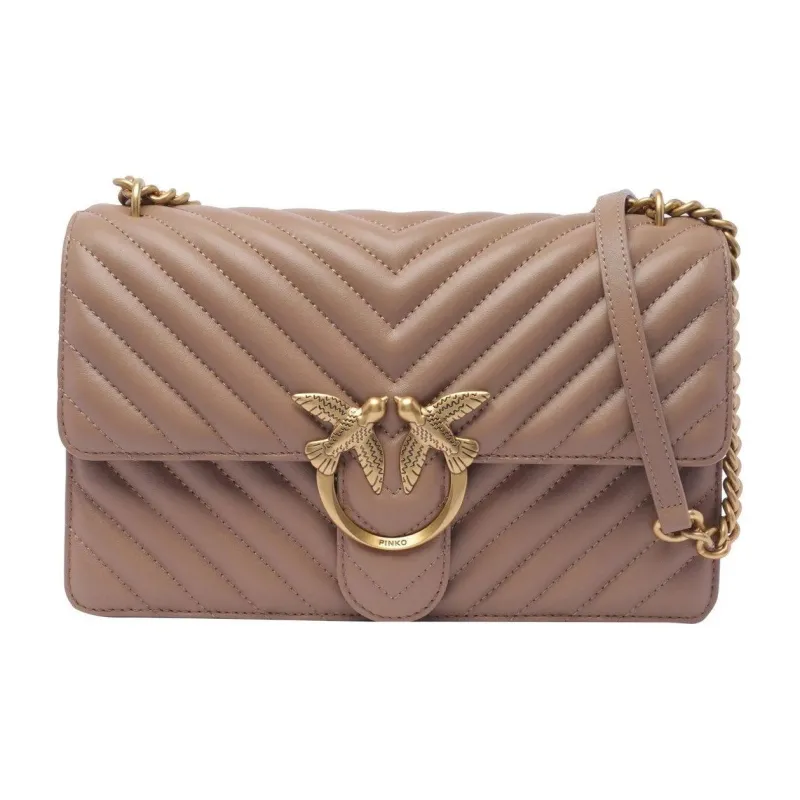 PINKO LOVE Series Sheepskin Shoulder Bag, Crossbody Bag Women's Gingerbread-0
