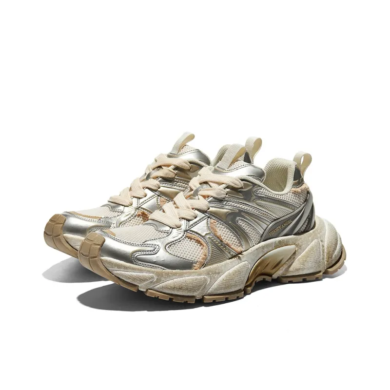 VIDORY ANGEL Anti Slip And Wear Resistant Height Increasing Low Top Chunky Sneakers Men's Champagne Gray-1
