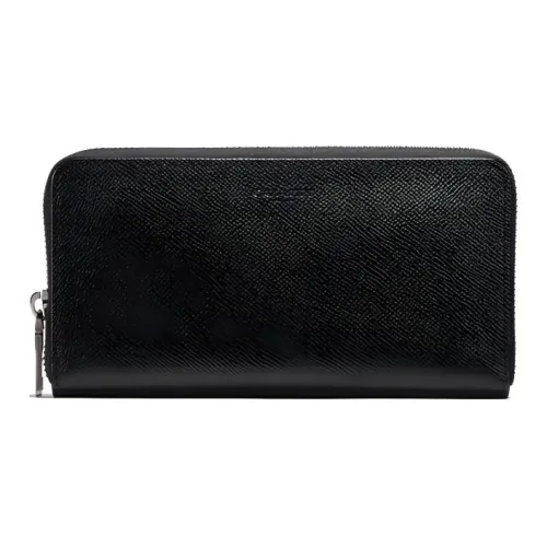 COACH Accordion Wallet Leather Trunk Bag Clutch Wallet Men's Black