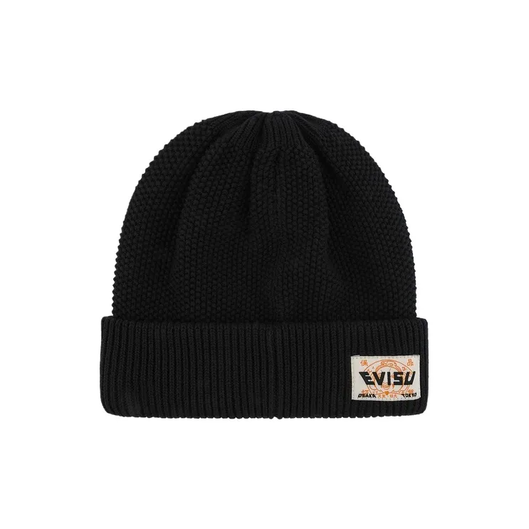 EVISU Cotton Beanies Unisex Black-1