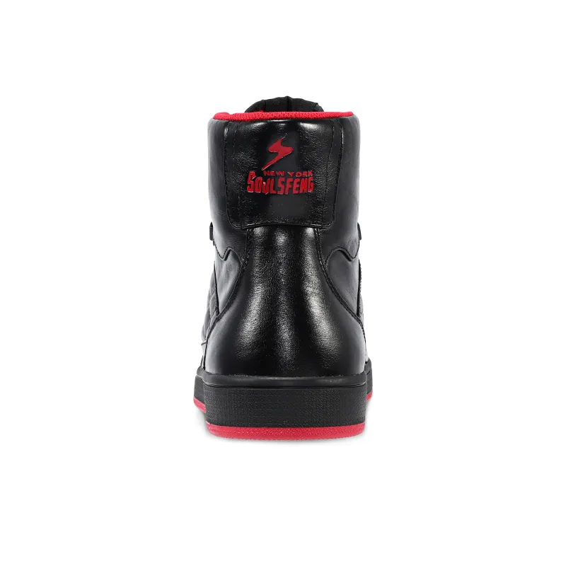 SOULSFENG Anti Slip Wear Resistant High Top Skateboard Shoes Men's Black-4