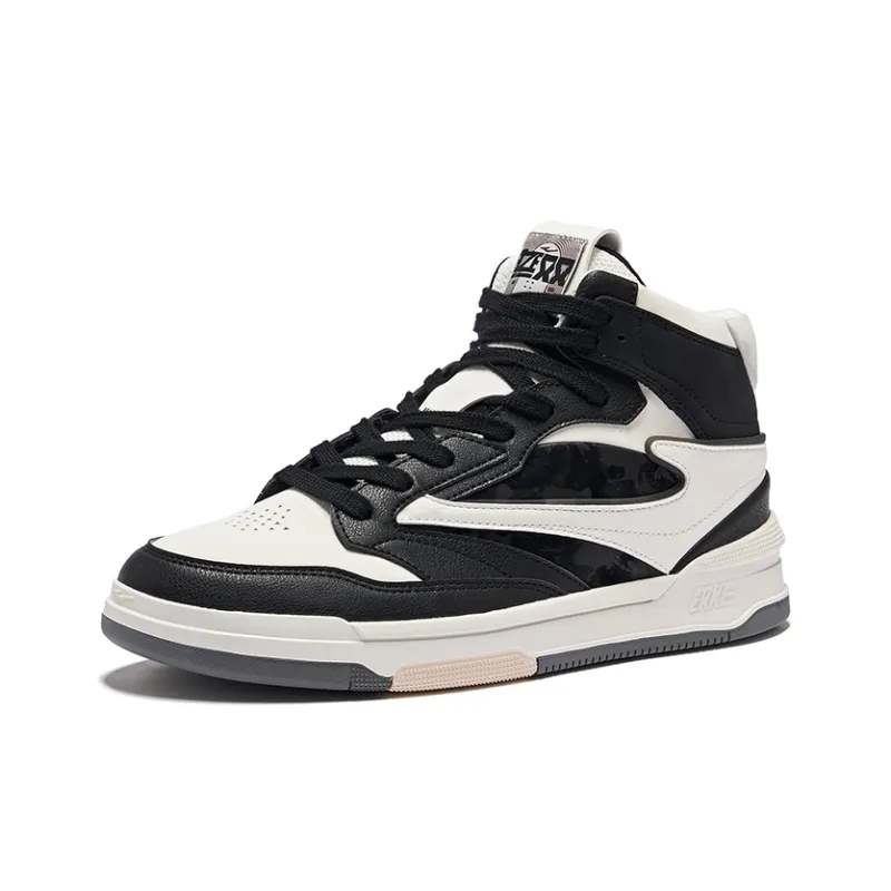 Erke Single 3.0 Wear-Resistant Slip-Resistant High-Top Skateboard Shoes Men's Microcrystal White/Jet Black-2