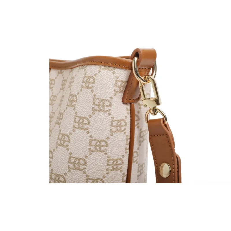 BELLE Artificial Leather Bucket Bag Crossbody Bag Medium Size Women's Beige, Coffee-3