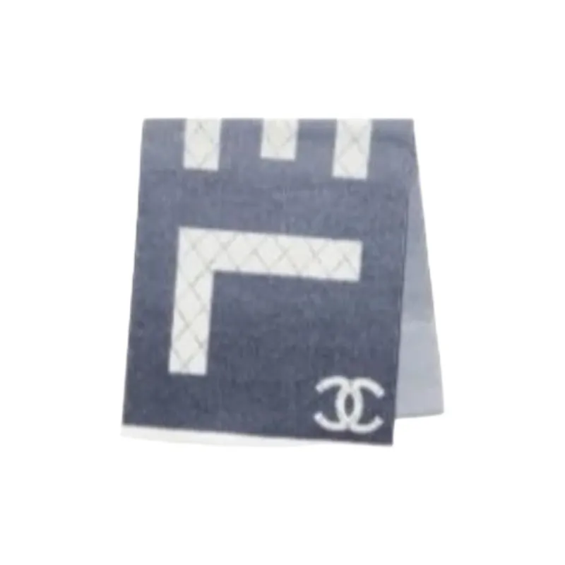 CHANEL   Knit Scarves Unisex Blue-0