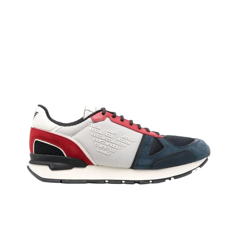 EMPORIO ARMANI Abrasion Resistant Low Top Casual Shoes Men's White Blue Red-1