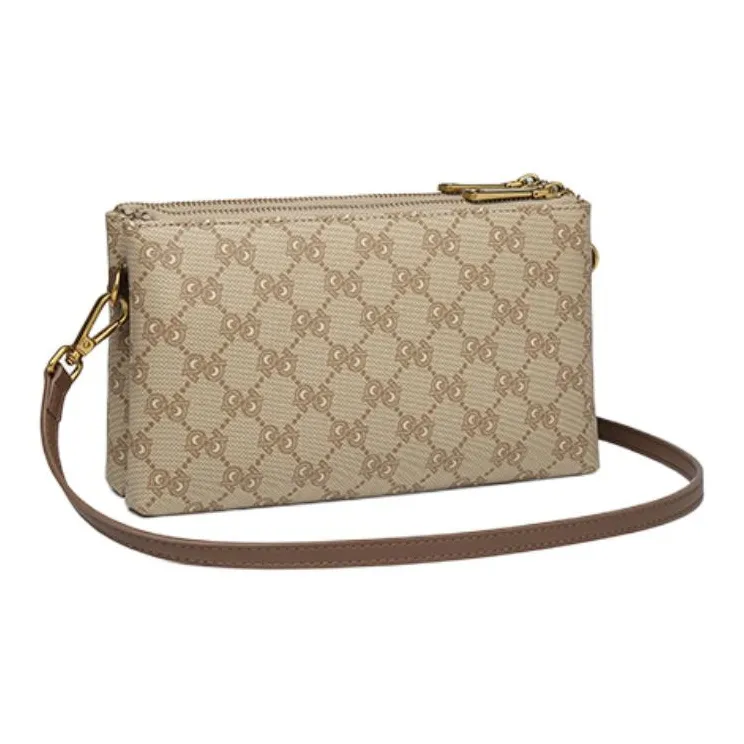 PIERRE CARDIN PVC One Shoulder Clutch Trumpets Women's Khaki-5