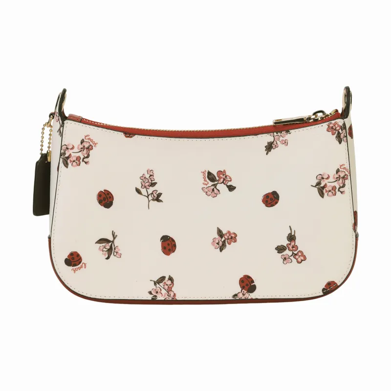 COACH Jes Leather Shoulder Bag Crossbody Bag Medium Size Women's White & Red-7