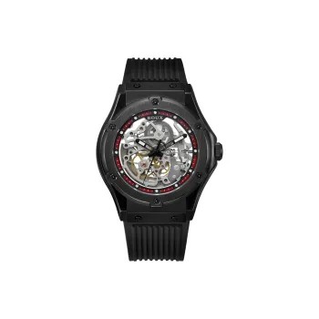BOUX Trendy And Cool Collection Automatic Mechanical Movement Silicone Strap Watch Men's Watches Cut-Out Dial