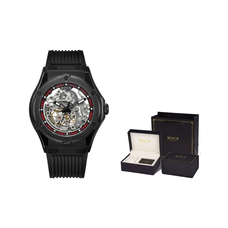BOUX Trendy And Cool Collection Automatic Mechanical Movement Silicone Strap Watch Men's Watches Cut Out Dial-1
