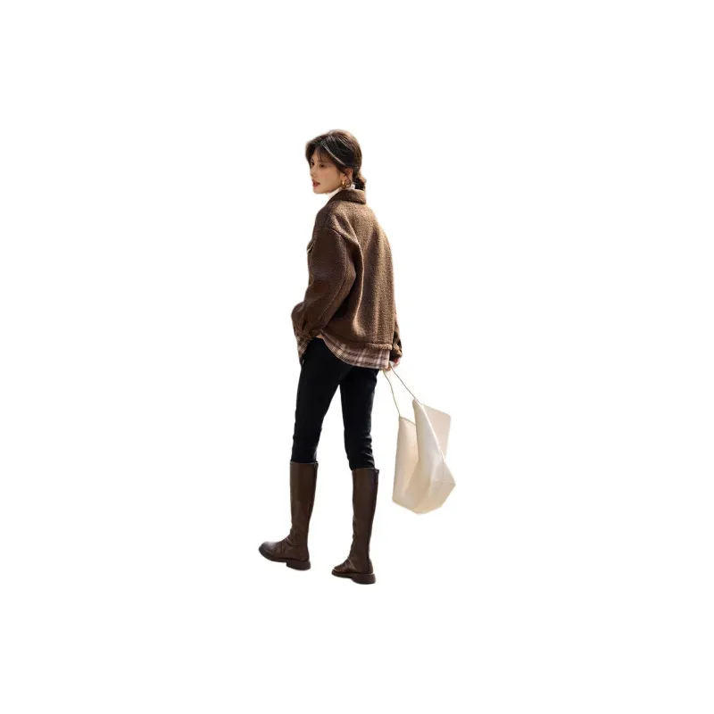XWI Velvet feel Coat Women's Coffee Brown-1
