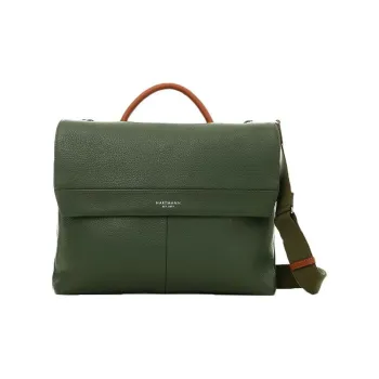 SAMSONITE Cow Leather Briefcases Handbags Unisex Dark Green